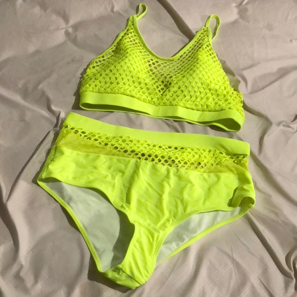 lime green two piece swimsuit